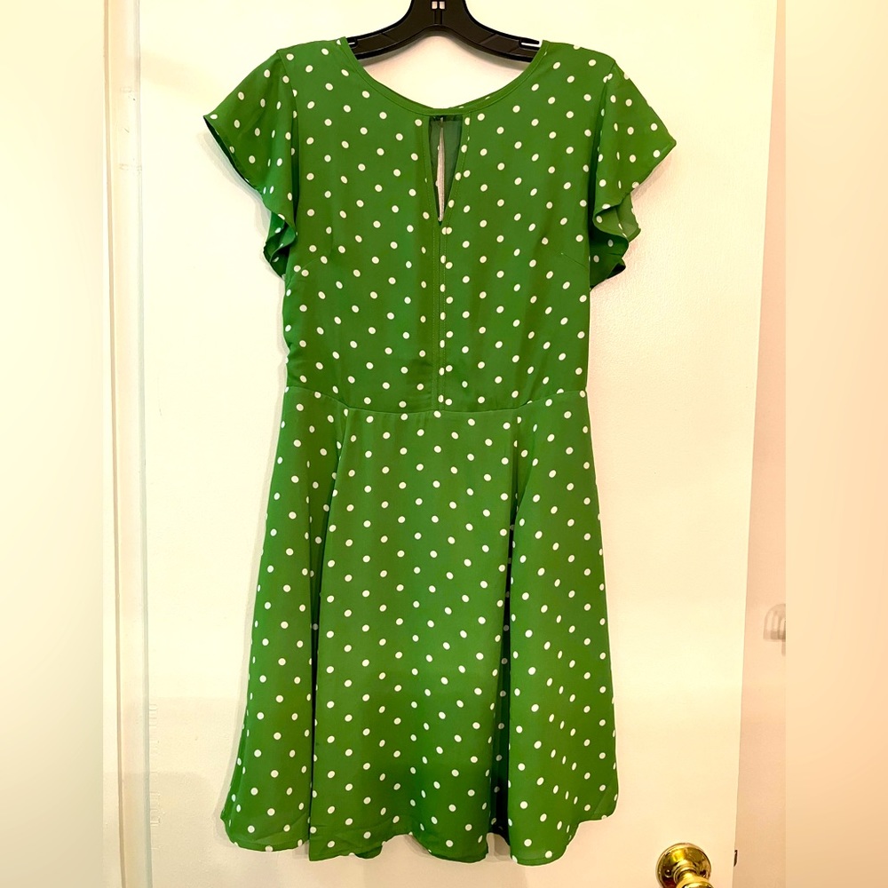 Banana Republic Green & White Polkadot Swing Dress Size 4